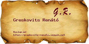 Greskovits Renátó névjegykártya