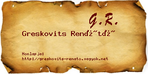 Greskovits Renátó névjegykártya